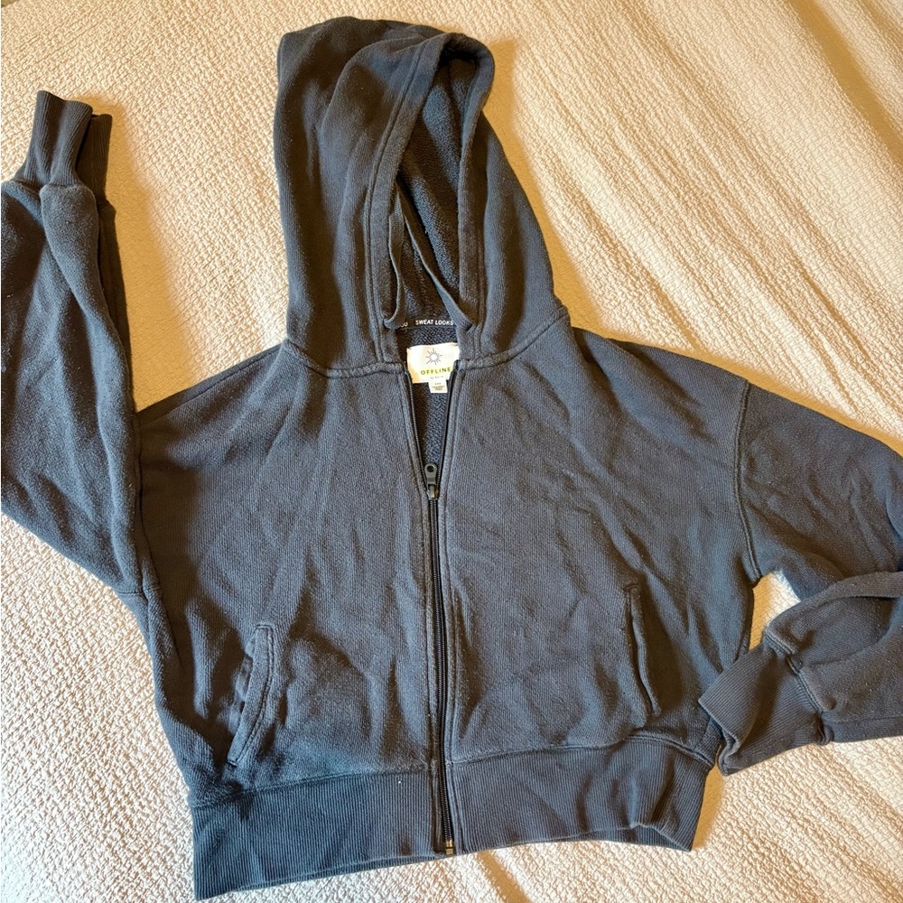 Aerie Cropped Zip-Up Hoodie